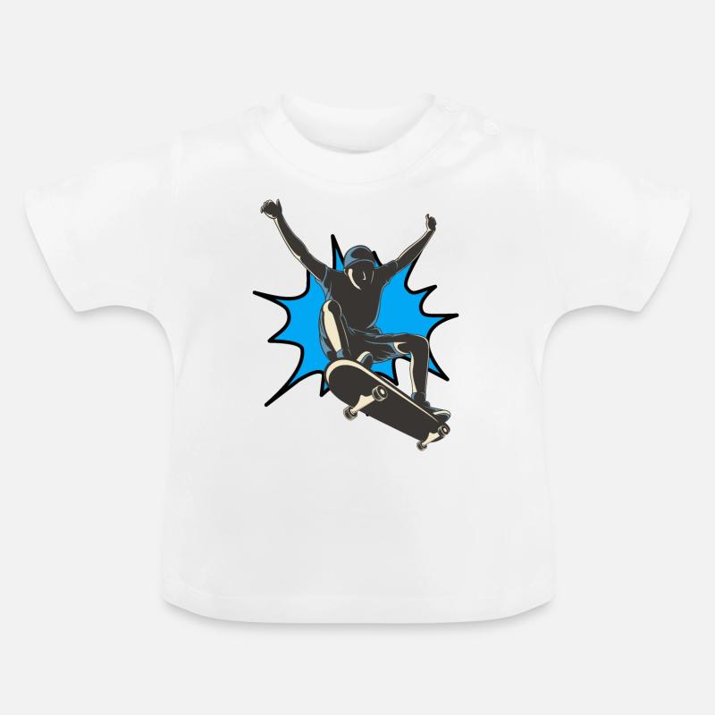 Explosion bleue de skateboard - T-shirt bio col rond Bébé - blanc
