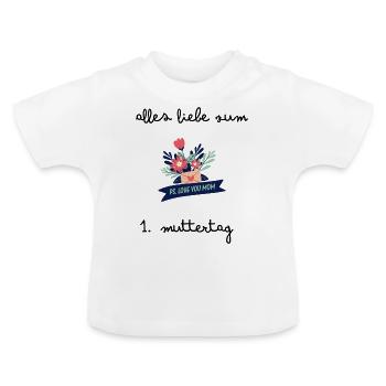 1. Muttertag Muttertagsgeschenk - Baby Bio-T-Shirt mit Rundhals - Weiß - Vorne
