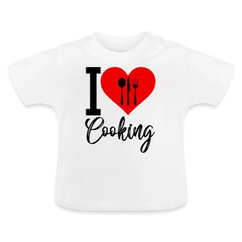 i love cooking - Baby Bio-T-Shirt mit Rundhals - Weiß - Vorne