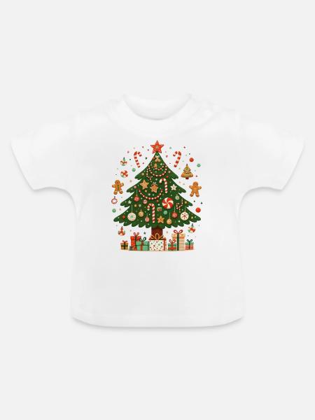 Kreativer Weihnachtsbaum - Baby Bio-T-Shirt mit Rundhals - Weiß