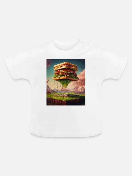 3D Burgerwürfel: Digitale Kunst - Baby Bio-T-Shirt mit Rundhals - Weiß
