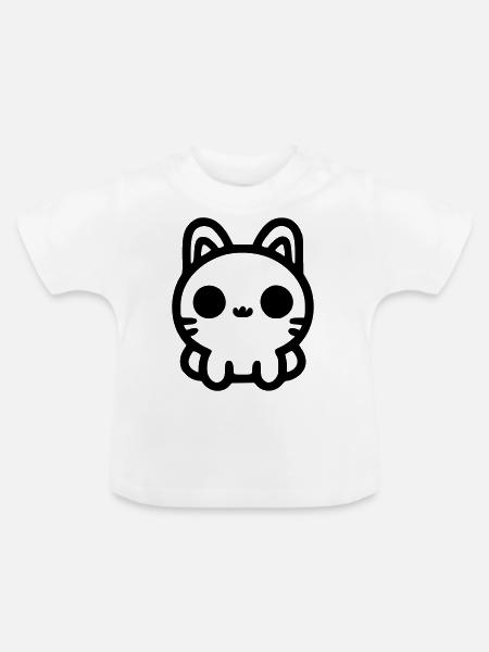 Niedliche Katze sitzt - Baby Bio-T-Shirt mit Rundhals - Weiß