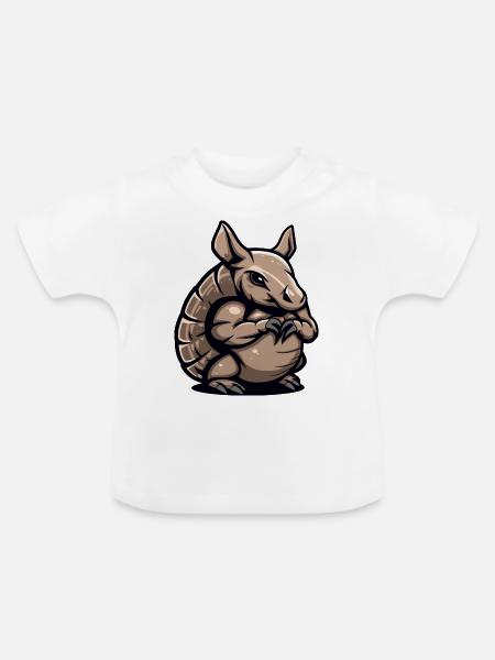 gürteltier - Baby Bio-T-Shirt mit Rundhals - Weiß