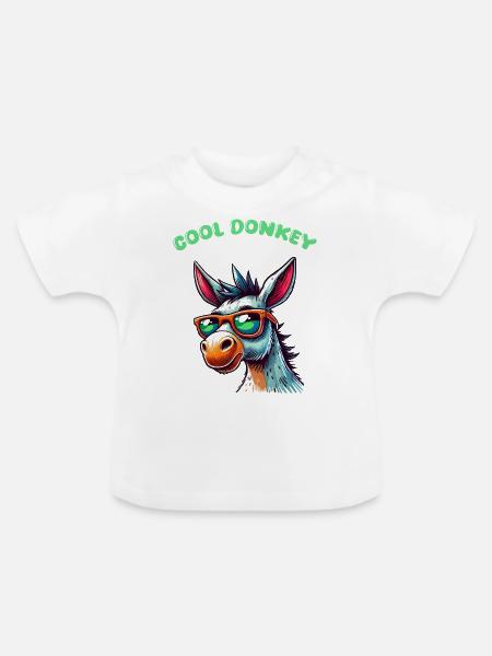 esel comic cool - Baby Bio-T-Shirt mit Rundhals - Weiß