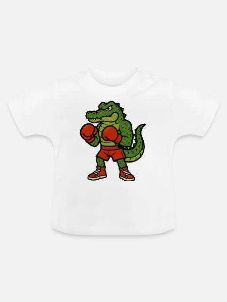 Krokodil Boxer - Baby Bio-T-Shirt mit Rundhals - Weiß