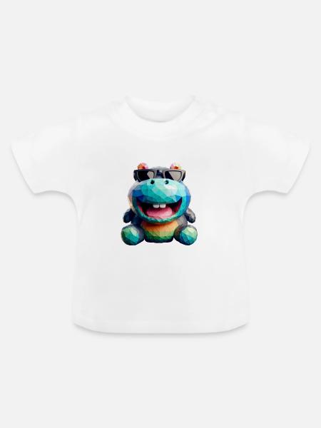 Nilpferd-Spaß - Baby Bio-T-Shirt mit Rundhals - Weiß
