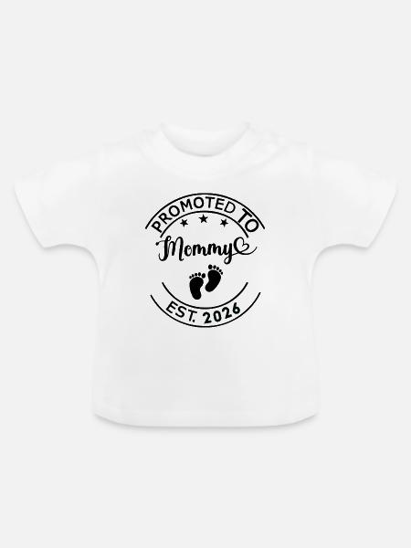 Zur Mama befördert - Baby Bio-T-Shirt mit Rundhals - Weiß