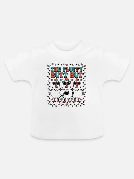 Hütte der flauschigen Hintern - Baby Bio-T-Shirt mit Rundhals - Weiß