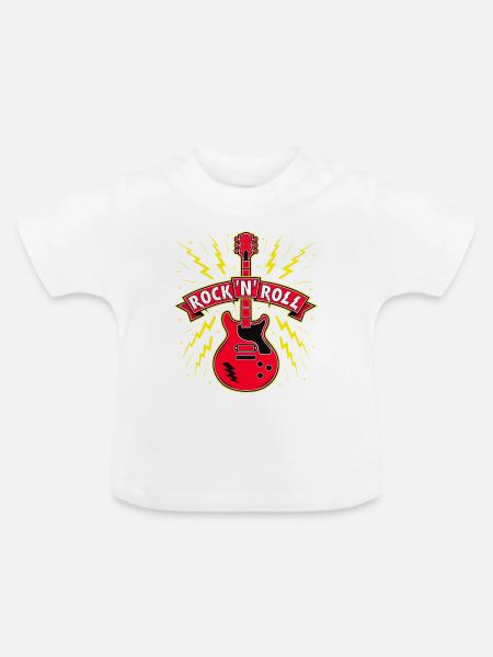 Rock 'n' Roll Gitarre - Baby Bio-T-Shirt mit Rundhals - Weiß