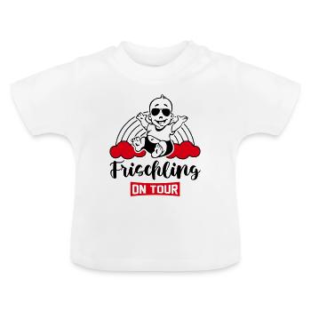 Frischling On Tour Regenbogen Babysprüche - Baby Bio-T-Shirt mit Rundhals - Weiß - Vorne