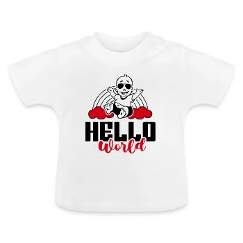 Hello World Hello World Baby Sayings Rainbow - Baby Organic T-Shirt with Round Neck - white - Front