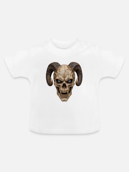 Totenkopf Halloween - Baby Bio-T-Shirt mit Rundhals - Weiß
