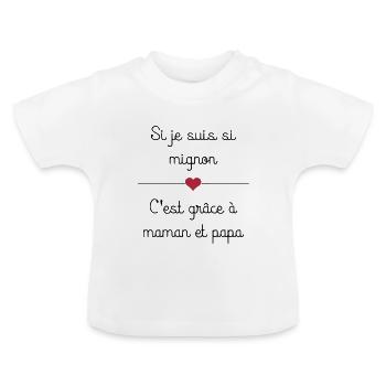 mignon - T-shirt bio col rond Bébé - blanc - Devant