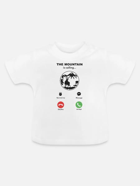 the mountain is calling - Baby Bio-T-Shirt mit Rundhals - Weiß