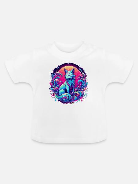 Fuchs Kunst Psychedelisch - Baby Bio-T-Shirt mit Rundhals - Weiß