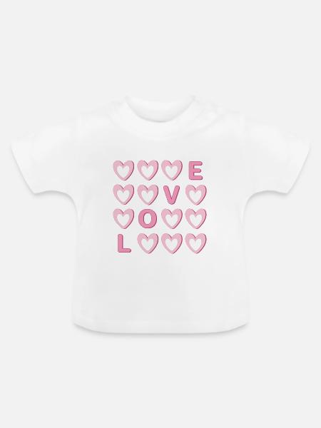 LIEBE - Baby Bio-T-Shirt mit Rundhals - Weiß