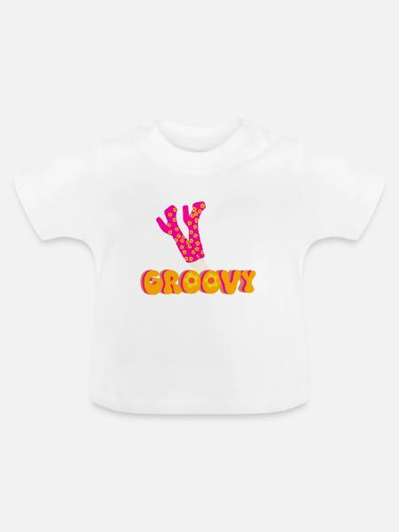 Funky Groovy Disco Plateau Stiefel - Baby Bio-T-Shirt mit Rundhals - Weiß