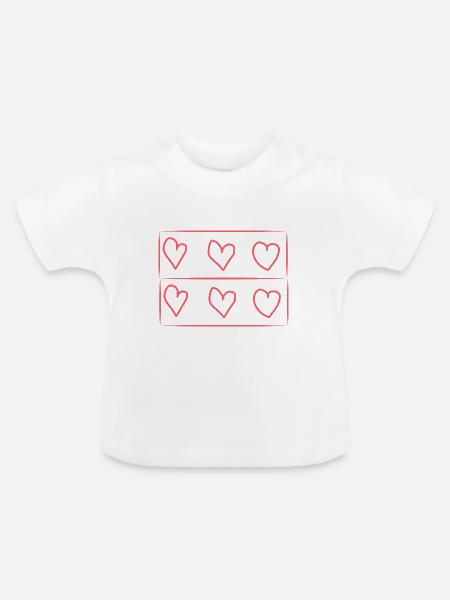 sechs herzen herz rechteck rosa - Baby Bio-T-Shirt mit Rundhals - Weiß