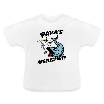 Papa's Angelexperte - Angeln mit Papa - Baby Bio-T-Shirt mit Rundhals - Weiß - Vorne