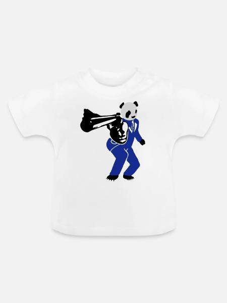 shooting panda 2 - Baby Bio-T-Shirt mit Rundhals - Weiß
