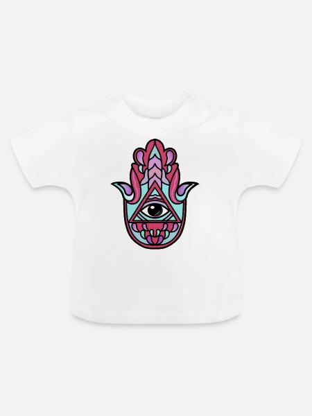 Hamsa Hand Geschenk Idee - Baby Bio-T-Shirt mit Rundhals - Weiß