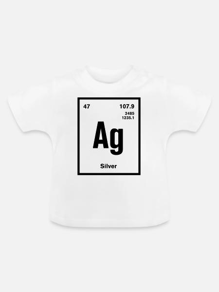 Silver Element im Periodensystem - Baby Bio-T-Shirt mit Rundhals - Weiß