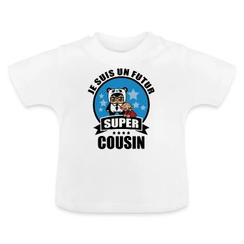 je suis un futur super cousin - T-shirt bio col rond Bébé - blanc - Devant