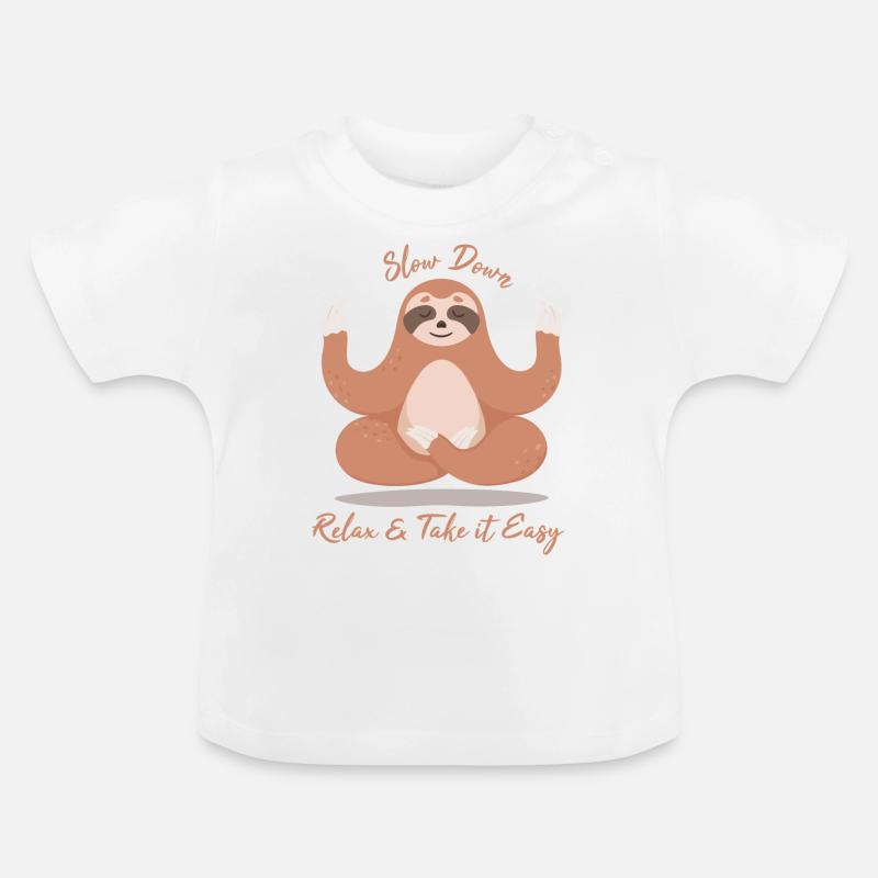 Faultier Slow Down, Relax & Take it Easy - Baby Bio-T-Shirt mit Rundhals - Weiß