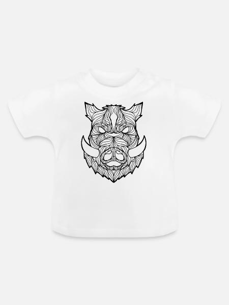 Mandala Eber - Baby Bio-T-Shirt mit Rundhals - Weiß