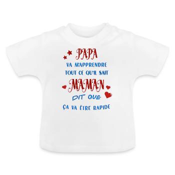 Body bébé papa et maman - T-shirt bio col rond Bébé - blanc - Devant