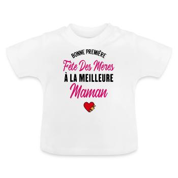 meilleure maman première fête des mères - T-shirt bio col rond Bébé - blanc - Devant