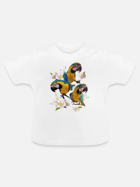 Der blau-gelbe Ara - Baby Bio-T-Shirt mit Rundhals - Weiß