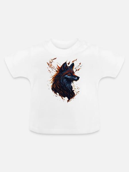 Wolf Kunstwerk - Baby Bio-T-Shirt mit Rundhals - Weiß