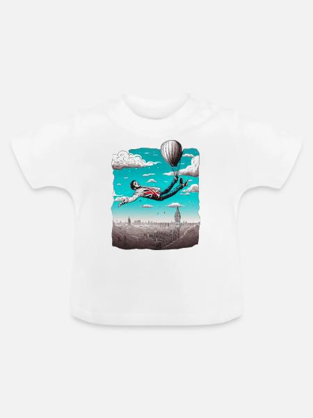 SCHWEBEND ÜBER LONDON - Baby Bio-T-Shirt mit Rundhals - Weiß
