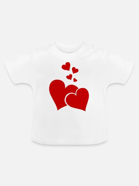 Hearts - Baby Bio-T-Shirt mit Rundhals - Weiß