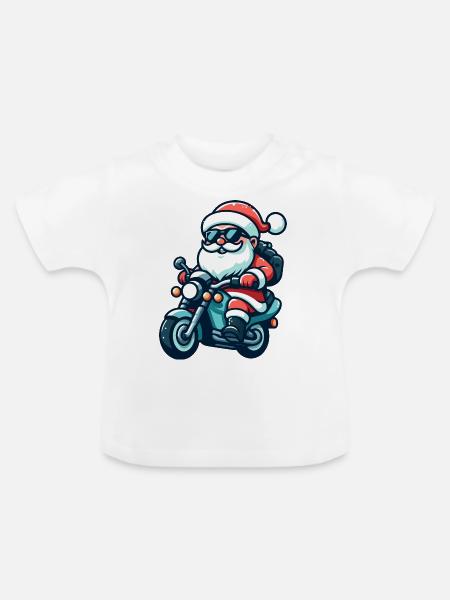 Santa Claus Biker - Baby Bio-T-Shirt mit Rundhals - Weiß