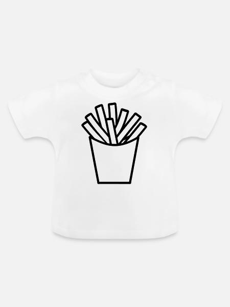 Pommes frites - Baby Bio-T-Shirt mit Rundhals - Weiß