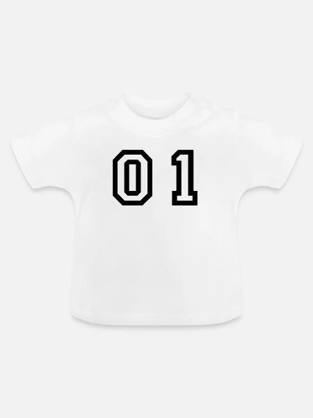Nummer - 01 - zero one - Baby Bio-T-Shirt mit Rundhals - Weiß