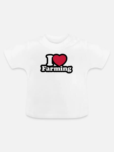 I love farming - Baby Bio-T-Shirt mit Rundhals - Weiß