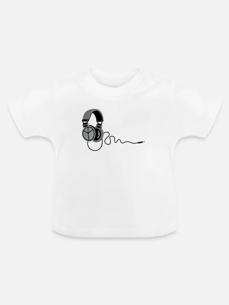 Peace Kopfhörer - Baby Bio-T-Shirt mit Rundhals - Weiß