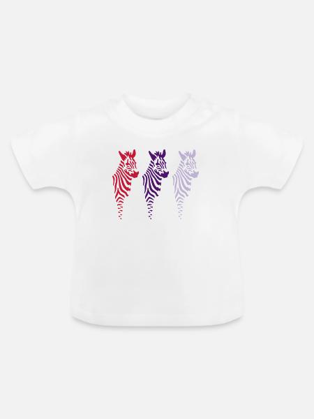 Three Zebras (b) - Baby Bio-T-Shirt mit Rundhals - Weiß