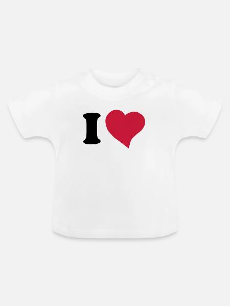 I love - Ich Liebe - Baby Bio-T-Shirt mit Rundhals - Weiß