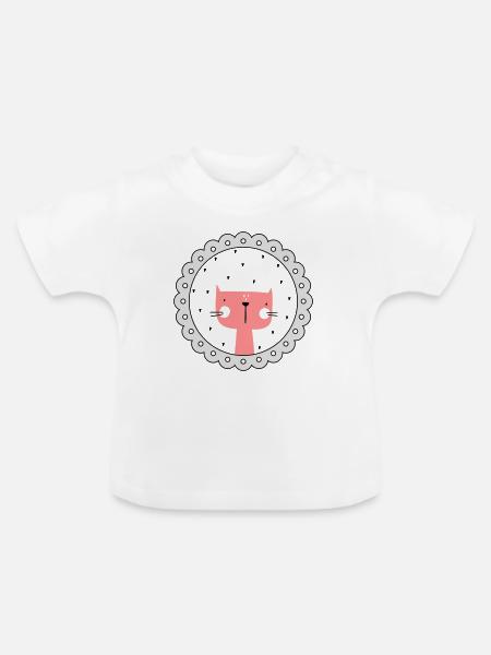 Katze Bild Rahmen Katzenpotrait - Baby Bio-T-Shirt mit Rundhals - Weiß