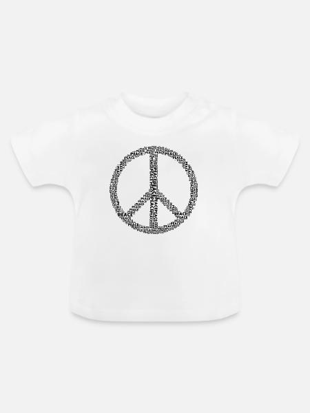Peace Friedenssymbol - Baby Bio-T-Shirt mit Rundhals - Weiß