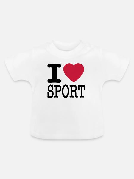 Ich liebe Sport - Baby Bio-T-Shirt mit Rundhals - Weiß