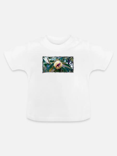 Kastanie in spitzen Blätterdesign - Baby Bio-T-Shirt mit Rundhals - Weiß