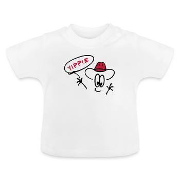 Cowboy mit Lasso - Baby Bio-T-Shirt mit Rundhals - Weiß - Vorne