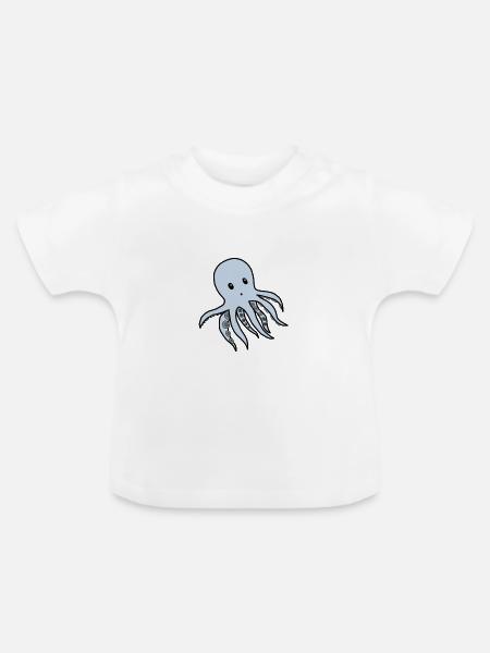 Oktopus - Baby Bio-T-Shirt mit Rundhals - Weiß