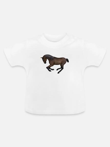 Pferd - Baby Bio-T-Shirt mit Rundhals - Weiß