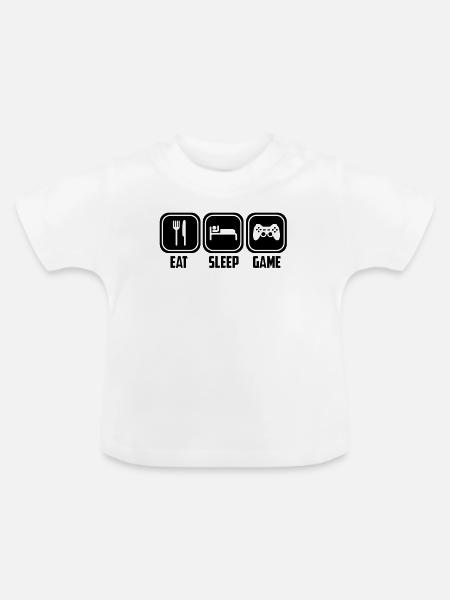 eat sleep game - Baby Bio-T-Shirt mit Rundhals - Weiß